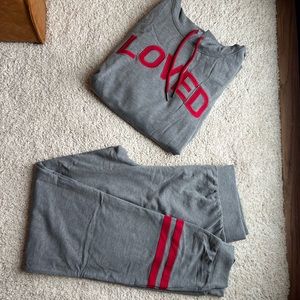 Grey Loved Hooded Pullover Jogger PJ Set - Women’s BRAND NEW!